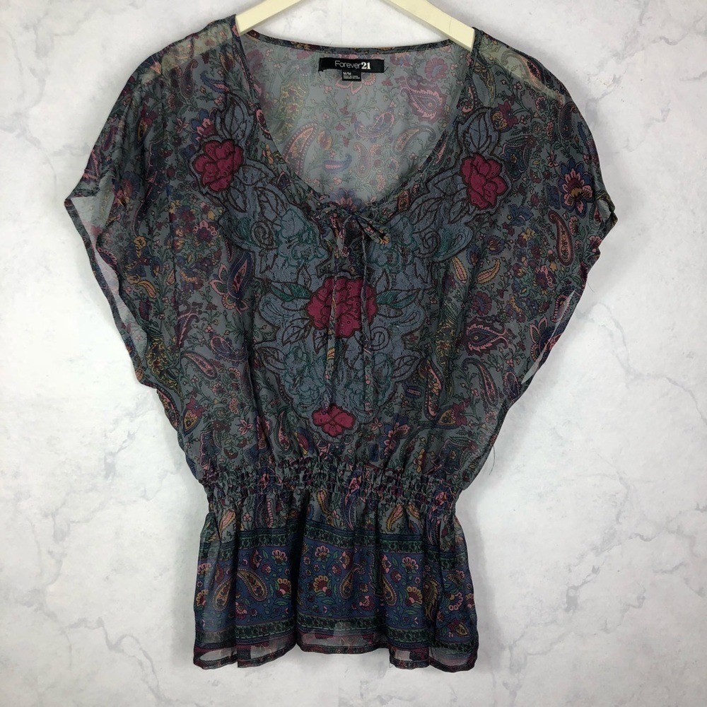 [F21] Light Floral Paisley Top